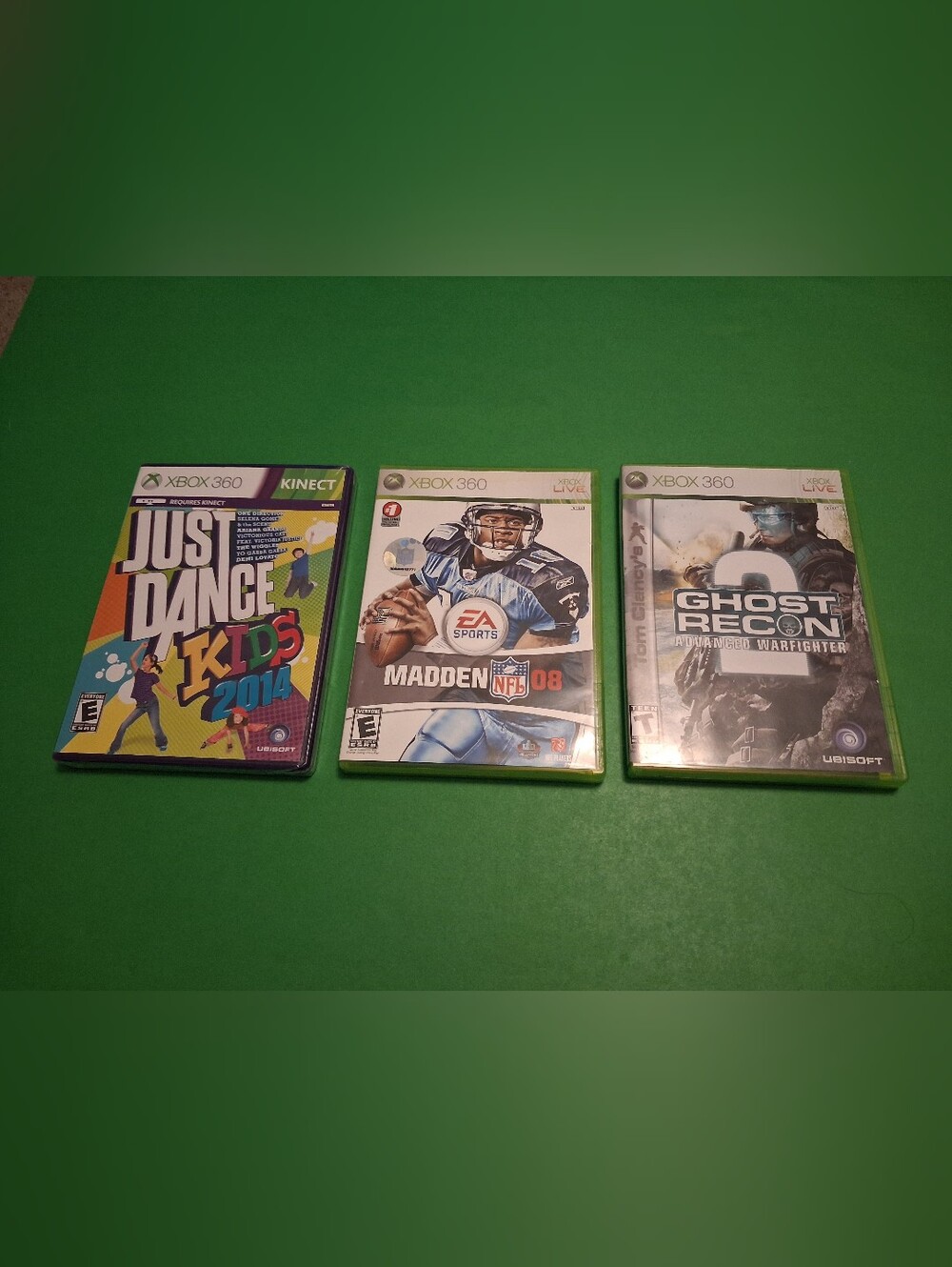 Xbox 360 3-Game Lot – Just Dance Kids 2014, Madden NFL 08 & Ghost Recon